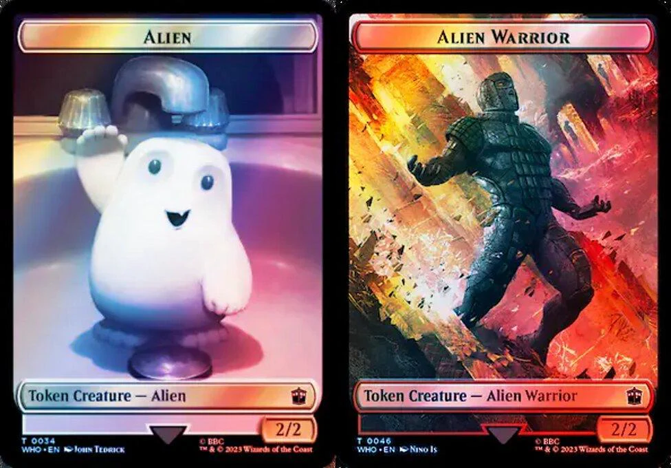 Alien (0034) // Alien Warrior (0046) Double-Sided Token (TWHO) - Surge Foil