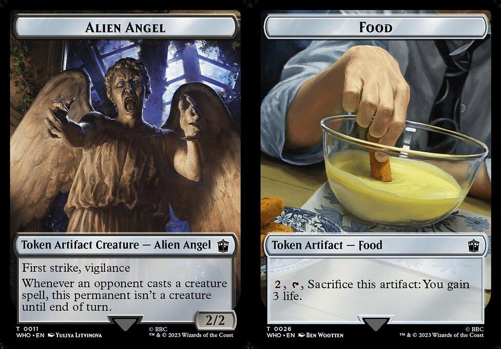 Alien Angel (0011) // Food (0026) Double-Sided Token (TWHO) - Foil