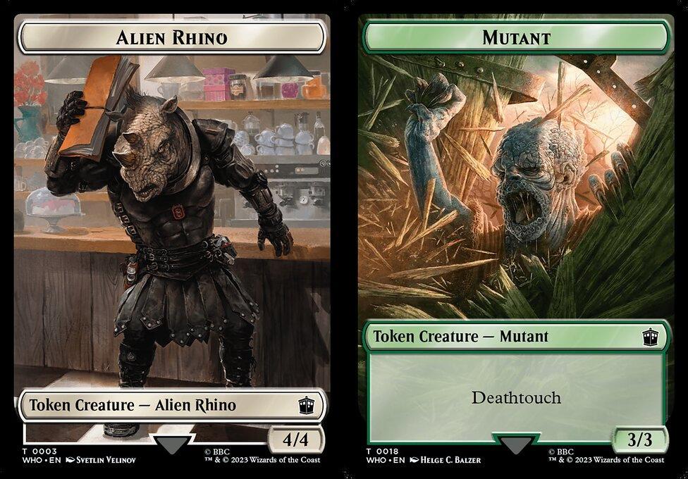 Alien Rhino (0003) // Mutant (0018) Double-Sided Token (TWHO) - Foil