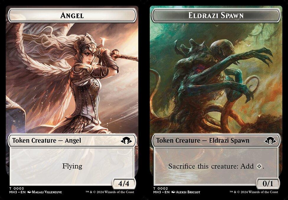 Angel (0003) // Eldrazi Spawn (0002) Double-Sided Token (TMH3) - Foil