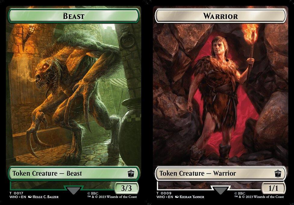 Beast (0017) // Warrior (0009) Double-Sided Token (TWHO) - Foil