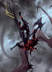 Burning-Rune Demon (20/81) Art Card (AKHM) - Gold-Stamped Signature