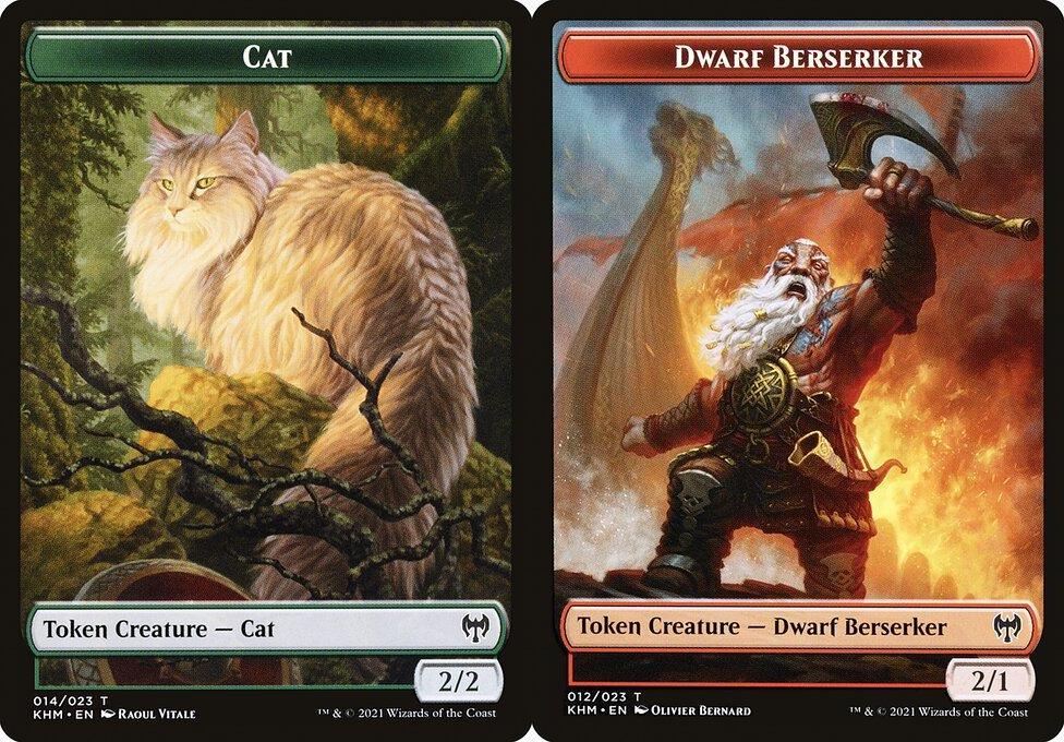 Cat (014) // Dwarf Berserker (012) Double-Sided Token (TKLD) - Foil