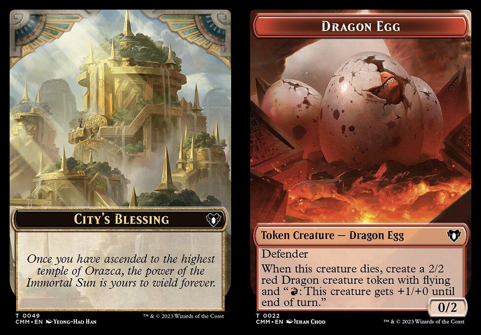 City's Blessing (0049) // Dragon Egg (0022) Double-Sided Token (TCMM) - Foil