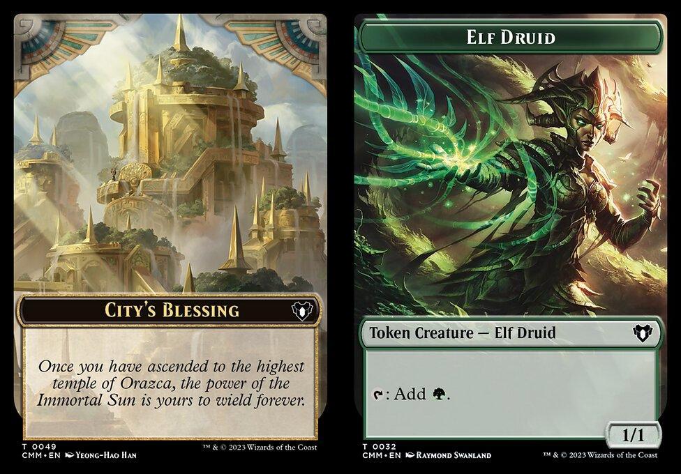 City's Blessing (0049) // Elf Druid (0032) Double-Sided Token (TCMM)