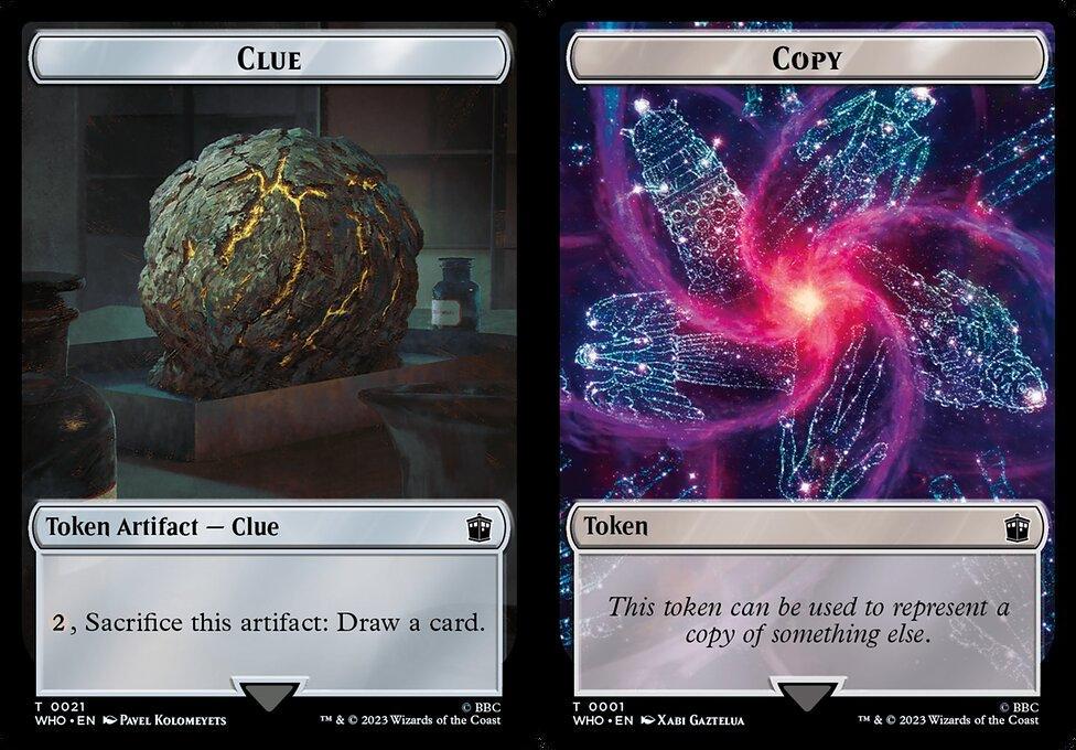 Clue (0021) // Copy (0001) Double-Sided Token (TWHO) - Foil
