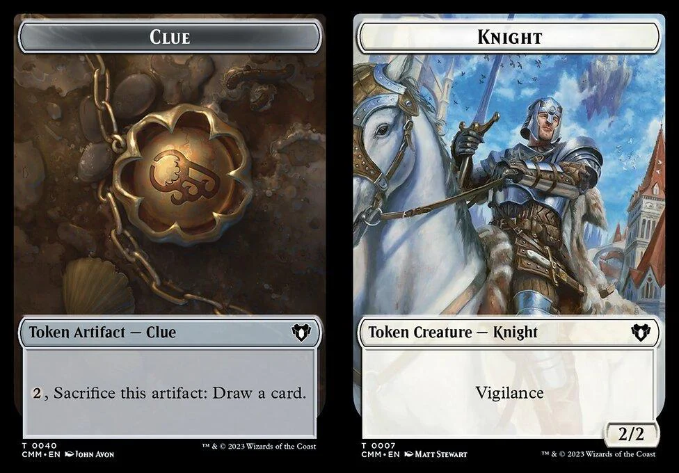 Clue (0040) // Knight (0007) Double-Sided Token (TCMM) - Foil