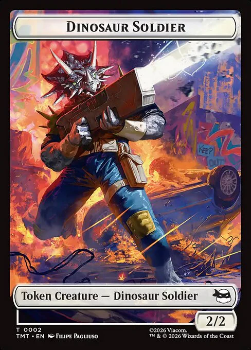 Copy (0001) // Dinosaur Soldier (0002) Double-Sided Token (TTMT) - Foil - Image 2