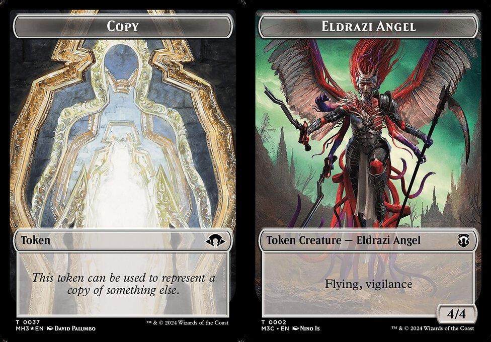 Copy (0037) // Eldrazi Angel (0002) Double-Sided Token (TM3C) - Ripple Foil