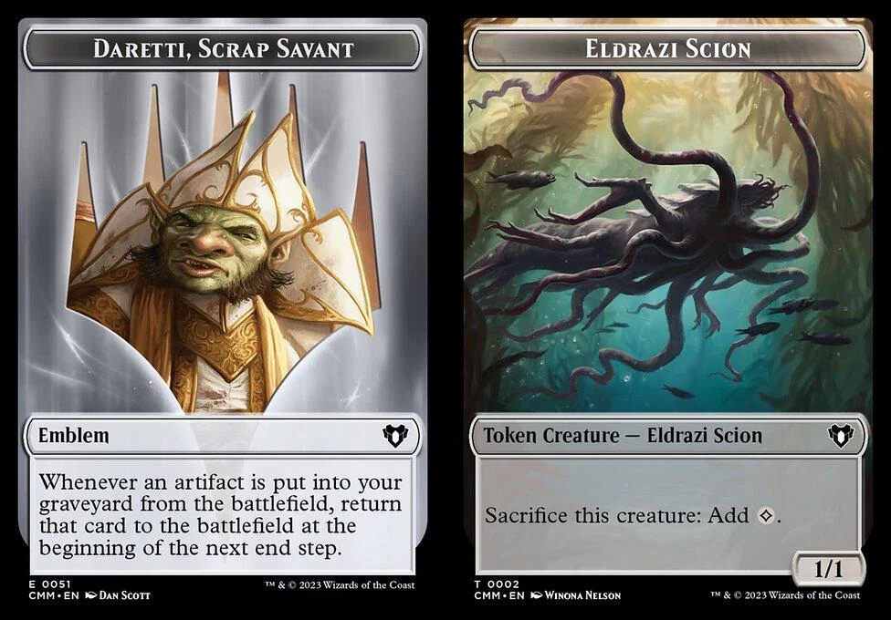 Daretti, Scrap Savant Emblem (0051) // Eldrazi Scion (0002) Double-Sided Token (TCMM)
