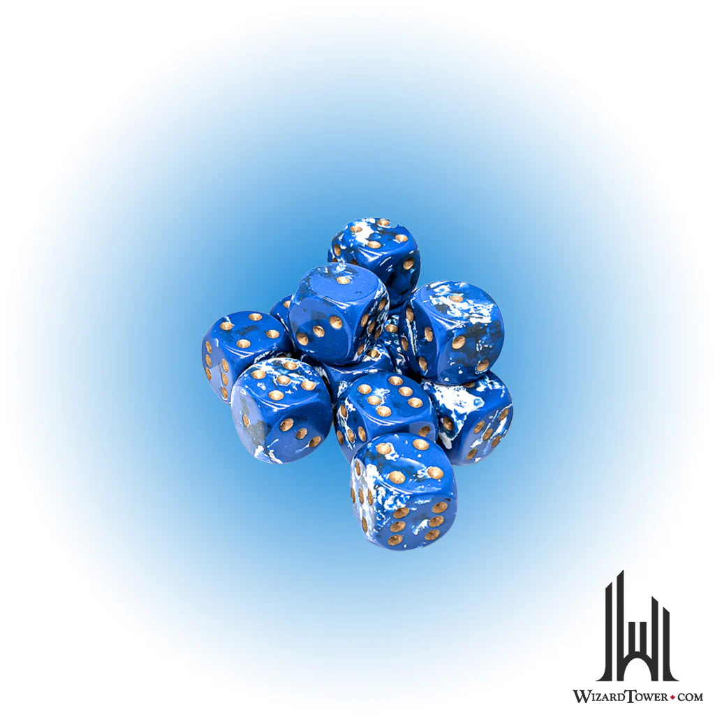 Dice Set - Brush Wavebreak / Gold 16mm d6 12ct