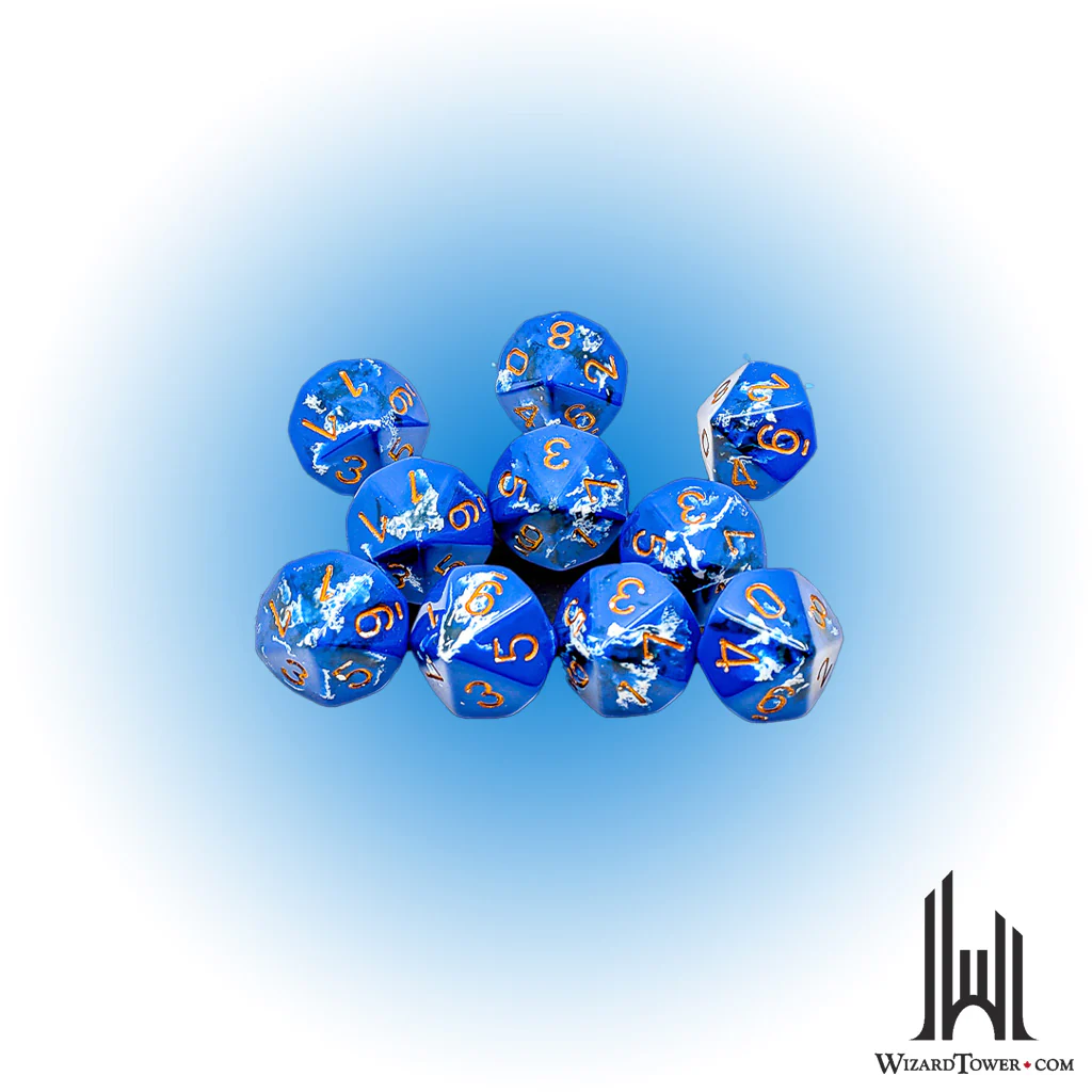 Dice Set - Brush Wavebreak / Gold d10 10ct