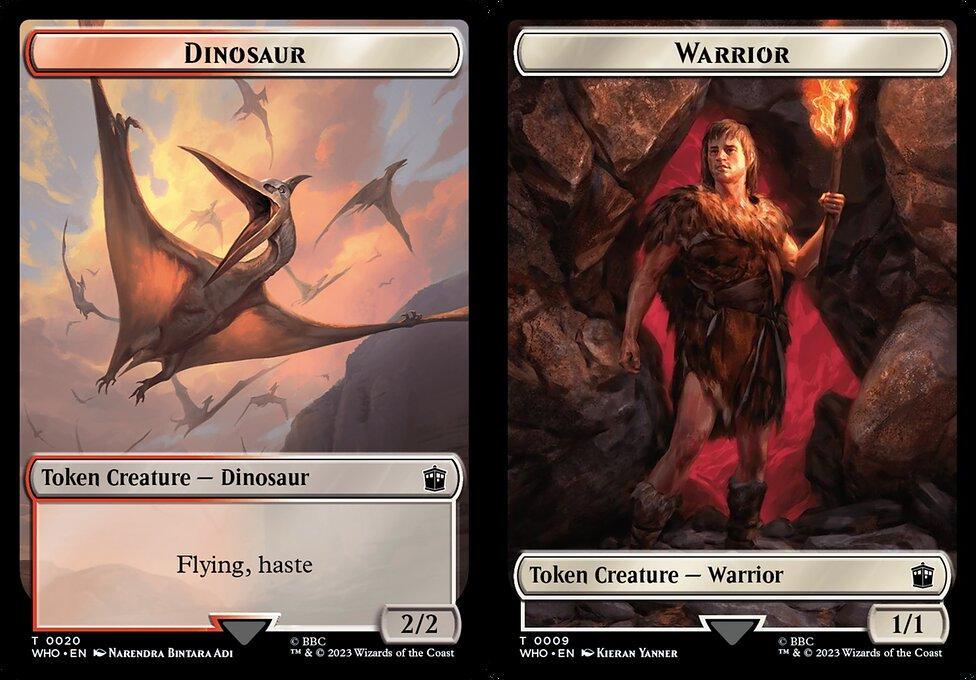 Dinosaur (0020) // Warrior (0009) Double-Sided Token (TWHO) - Foil