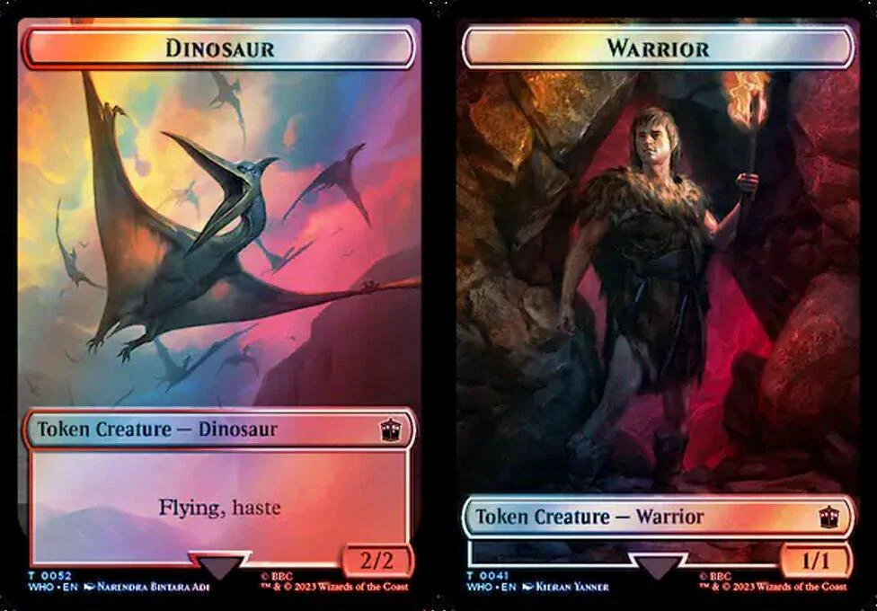 Dinosaur (0052) // Warrior (0041) Double-Sided Token (TWHO) - Surge Foil