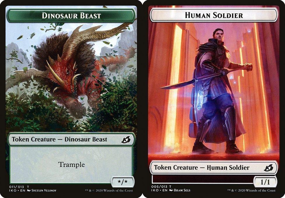 Dinosaur Beast (011) // Human Soldier (005) Double-Sided Token (TIKO) - Foil
