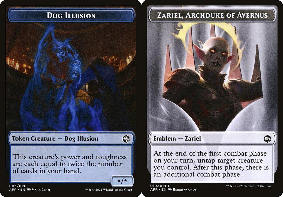 Dog Illusion (003) // Zariel, Archduke of Avernus Emblem (019) Double-Sided Token (TAFR) - Foil