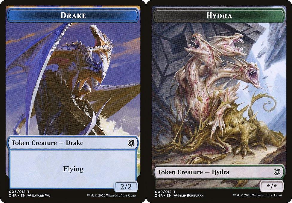Drake (005) // Hydra (009) Double-Sided Token (TZNR) - Foil