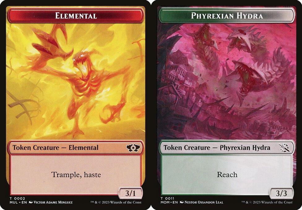 Elemental (0002) // Phyrexian Hydra (0011) Double-Sided Token (TMOM) - Foil