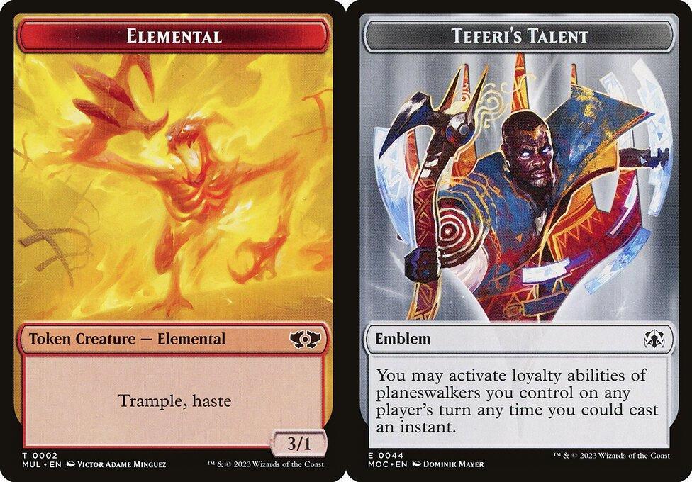 Elemental (0002) // Teferi's Talent Emblem (0044) Double-Sided Token (TMOM) - Foil