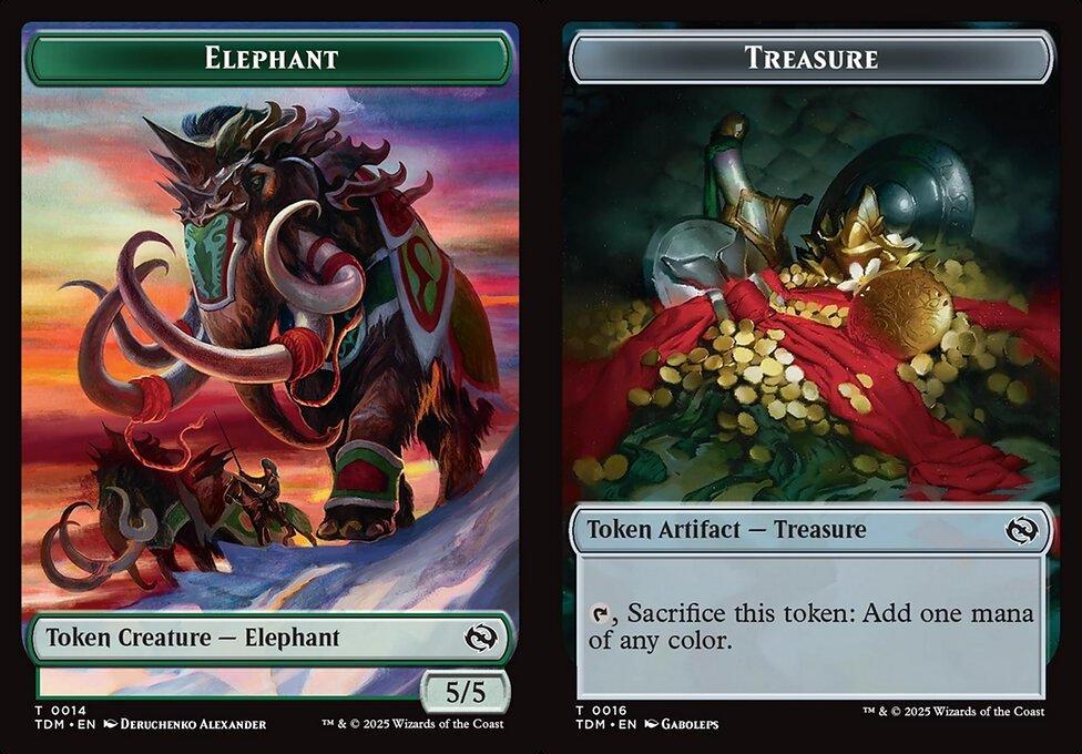 Elephant (0014) // Treasure (0016) Double-Sided Token (TTDM) - Foil