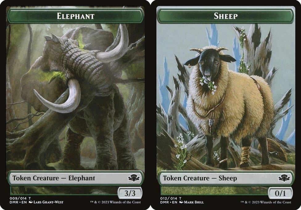 Elephant (009) // Sheep (012) Double-Sided Token (TDMR) - Foil