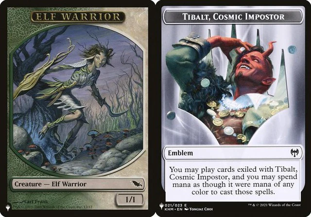 Elf Warrior (012) // Tibalt, Cosmic Impostor Emblem (021) Double-Sided Token (PLST)