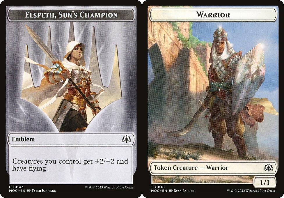 Elspeth, Sun's Champion Emblem (0043) // Warrior (0010) Double-Sided Token (TMOC)