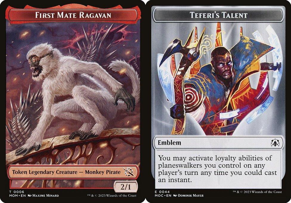 First Mate Ragavan (0006) // Teferi's Talent Emblem (0044) Double-Sided Token (TMOM) - Foil