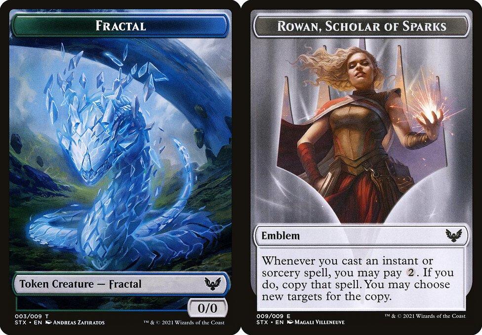 Fractal (003) // Rowan, Scholar of Sparks Emblem (009) Double-Sided Token (TSTX) - Foil