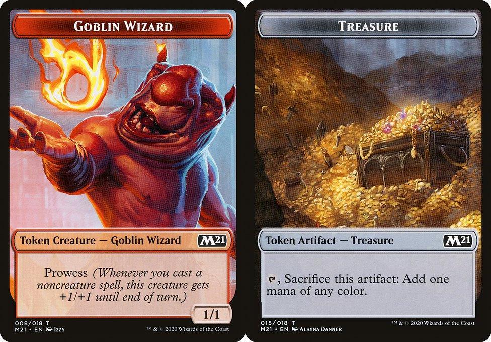 Goblin Wizard (008) // Treasure (015) Double-Sided Token (TM21) - Foil