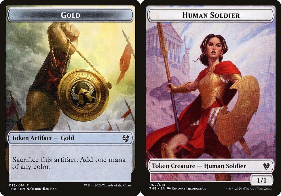 Gold (013) // Human Soldier (002) Double-Sided Token (TTHB) - Foil