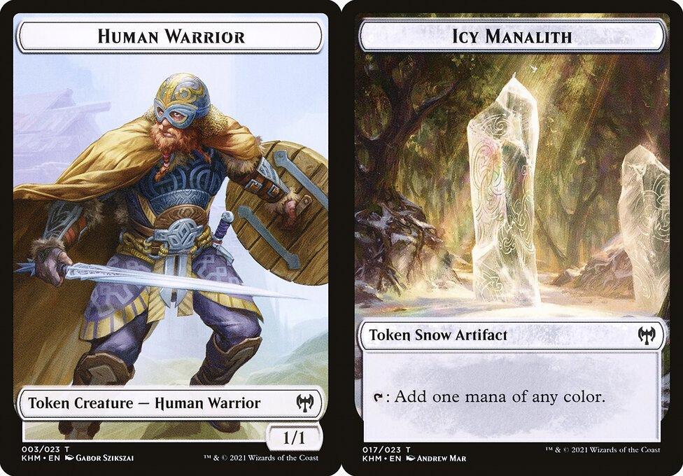 Human Warrior (003) // Icy Manalith (017) Double-Sided Token (TKLD) - Foil