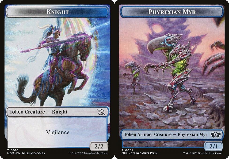 Knight (0010) // Phyrexian Myr (0001) Double-Sided Token (TMOM) - Foil