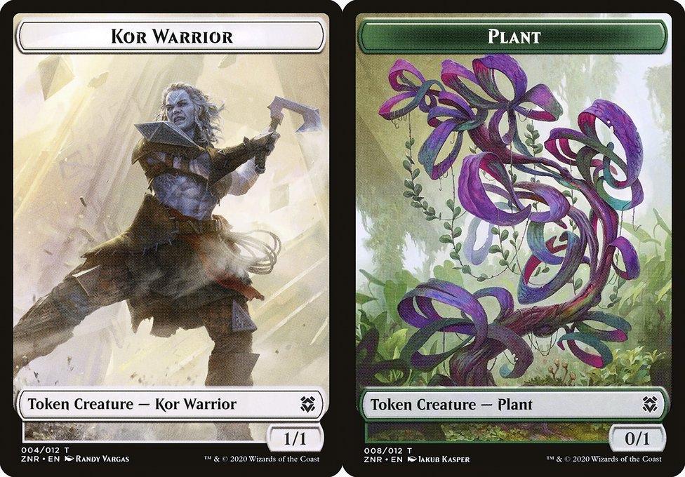 Kor Warrior (004) // Plant (008) Double-Sided Token (TZNR) - Foil