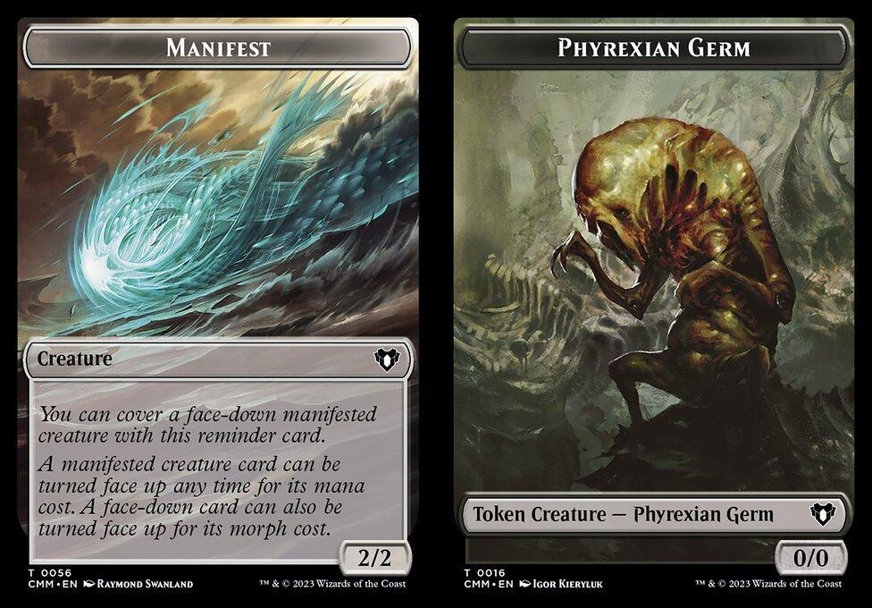 Manifest (0056) // Phyrexian Germ (0016) Double-Sided Token (TCMM)