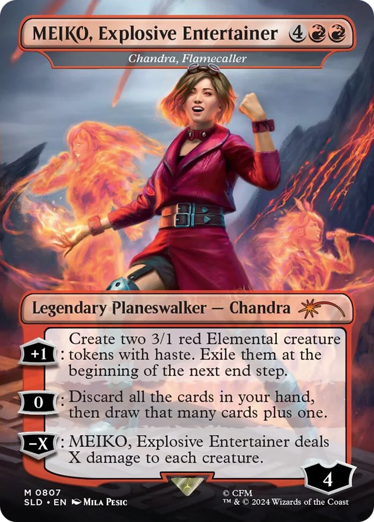 MEIKO, Explosive Entertainer [Chandra, Flamecaller] (0807) (Borderless) (SLD) - Rainbow Foil