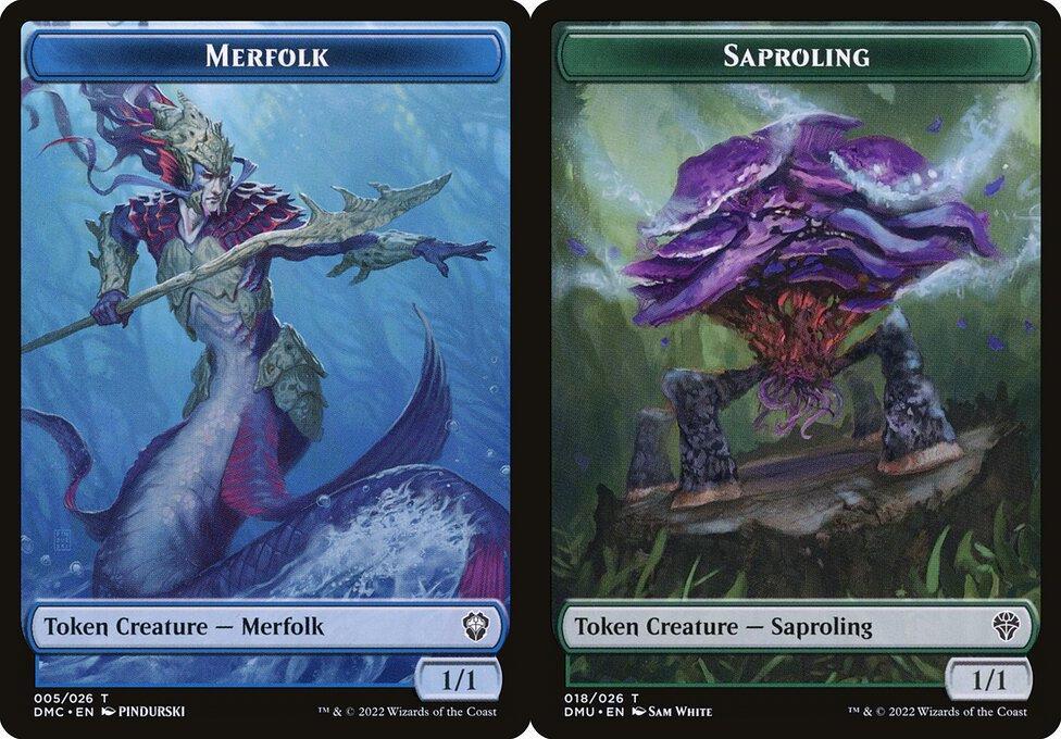 Merfolk (005) // Saproling (018) Double-Sided Token (TDMU) - Foil