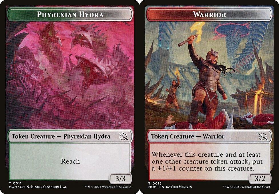 Phyrexian Hydra (0011) // Warrior (0015) Double-Sided Token (TMOM) - Foil
