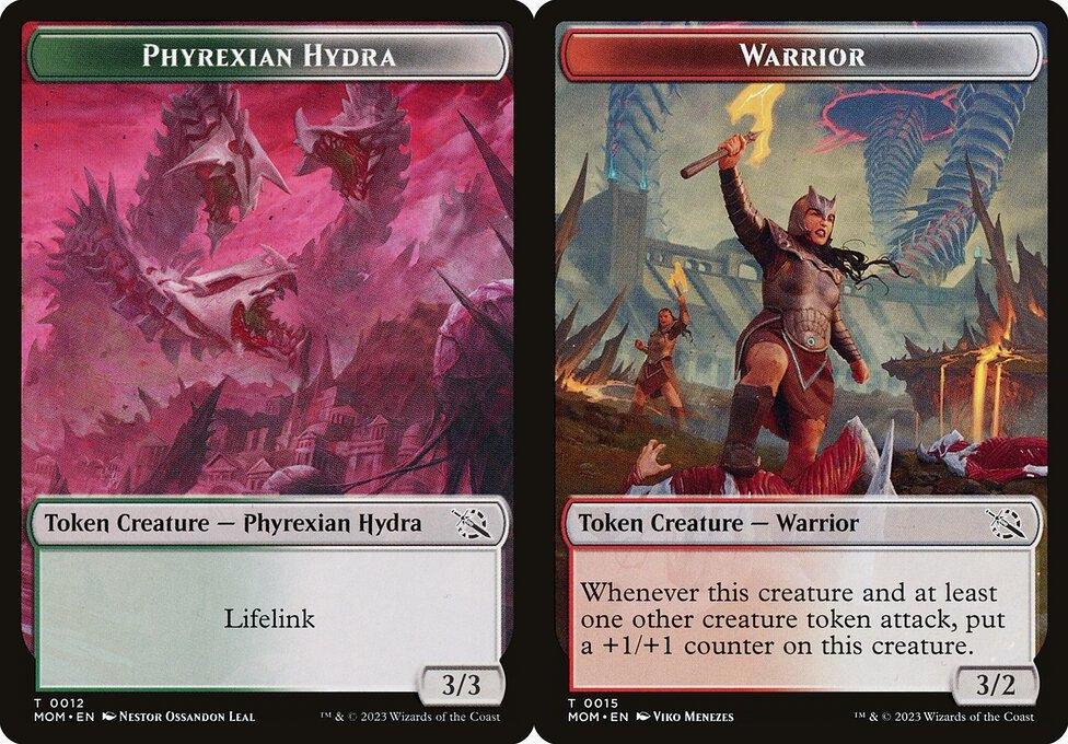Phyrexian Hydra (0012) // Warrior (0015) Double-Sided Token (TMOM) - Foil