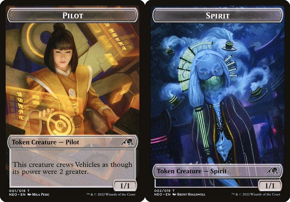 Pilot (001) // Spirit (002) Double-Sided Token (TNEO) - Foil