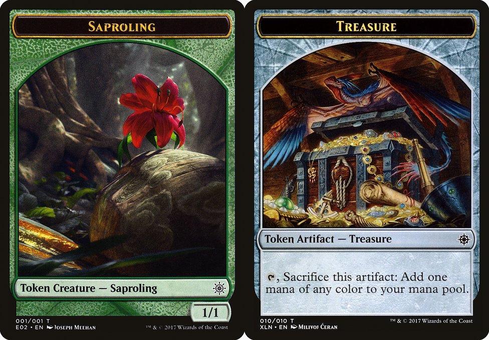 Saproling (001) // Treasure (010) Double-Sided Token (E02)
