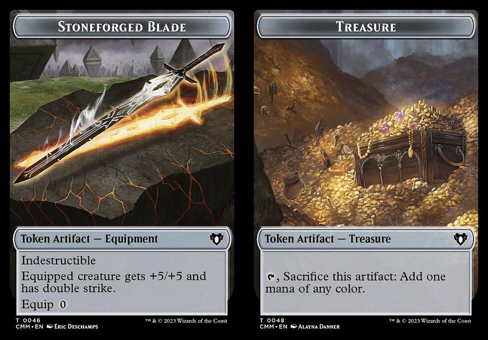 Stoneforged Blade (0046) // Treasure (0048) Double-Sided Token (TCMM)