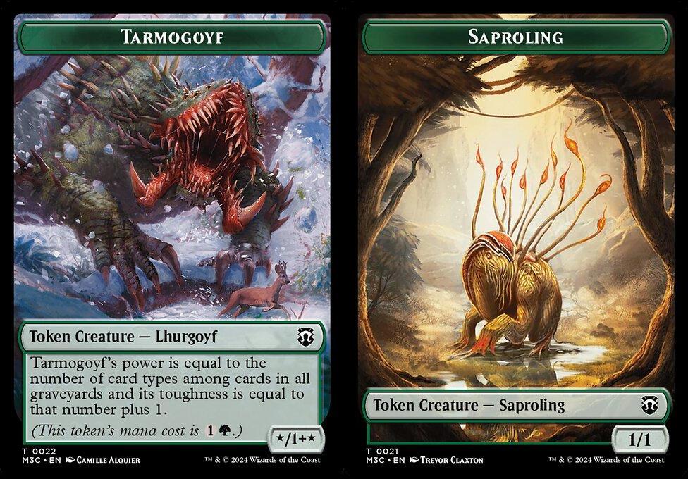 Tarmogoyf (0022) // Saproling (0021) Double-Sided Token (TM3C) - Ripple Foil