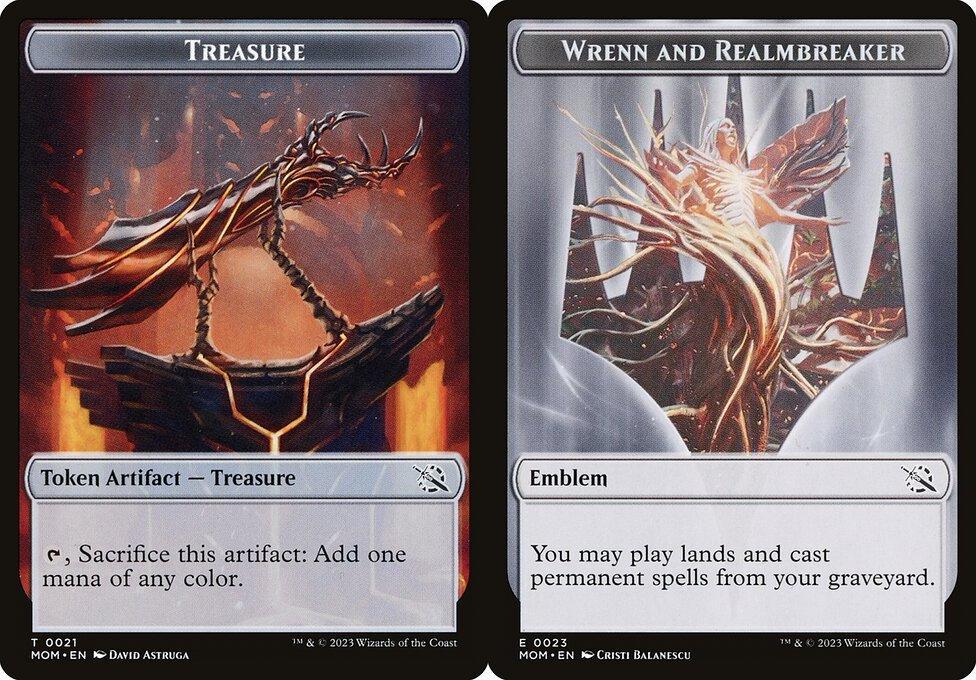 Treasure (0021) // Wrenn and Realmbreaker (0023) Double-Sided Token (TMOM) - Foil
