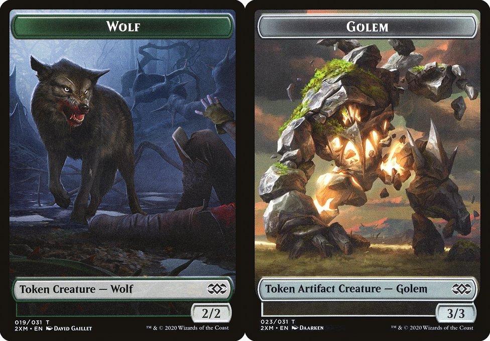 Wolf (019) // Golem (023) Double-Sided Token (T2XM) - Foil